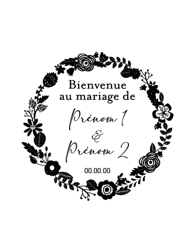Sticker Couronne Florale Bienvenue au Mariage