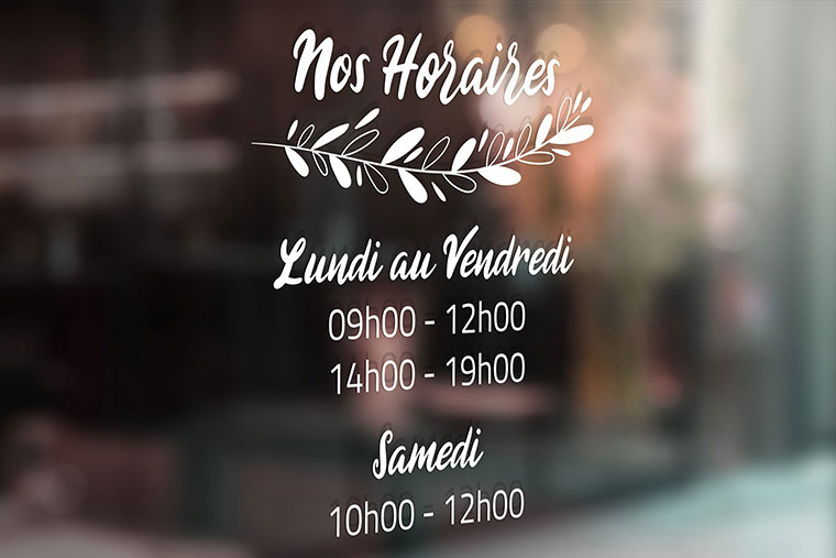 Stickers horaires d'ouvertures pour votre boutique